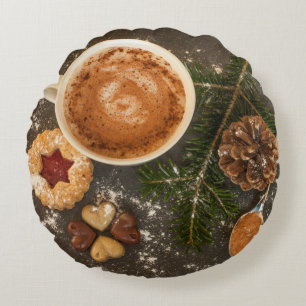 Kerstwarme chocolade rond kussen