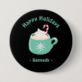 Kerstwarme chocolade ronde button 7,6 cm (Voorkant)