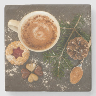 Kerstwarme chocolade stenen onderzetter