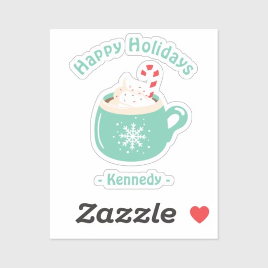 Kerstwarme chocolade sticker (Vel)