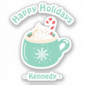 Kerstwarme chocolade sticker (Voorkant)