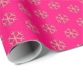 Kerstwarme roze fuchsia Gold sneeuwvlokken elegant Cadeaupapier (Rol Hoek)