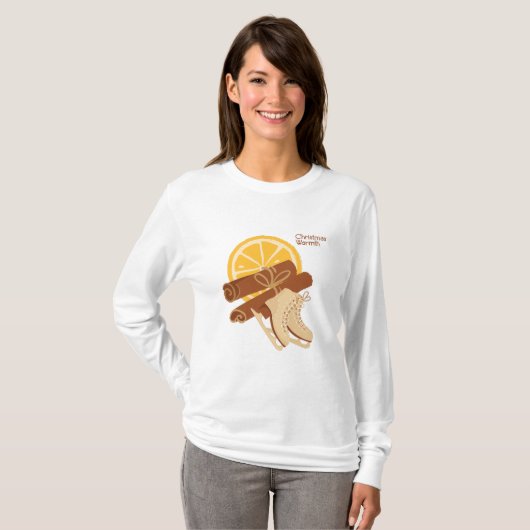 Kerstwarmte kaneel en ijs Schaatsen T-shirt (Voorkant volledig)
