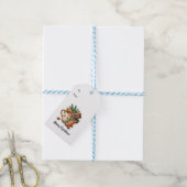Kerstwarmte Koffie en Koekje Cadeaulabel (Met Touw)