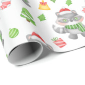 Kerstwasbeer, bessen, Cadeaus Cadeaupapier (Rol Hoek)