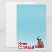 Kerstwasbeer met Cadeau Briefpapier (Voorkant / Achterkant)