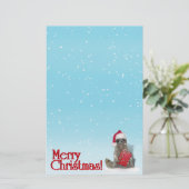 Kerstwasbeer met Cadeau Briefpapier (Staand voorkant)