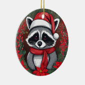 Kerstwasbeer met Poinsettias Santa Hat Keramisch Ornament (Rechts)
