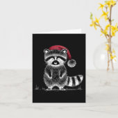 Kerstwasbeer Santa Hat Trash Panda Raccoon Lo Kaart (Gele Bloem)