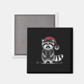 Kerstwasbeer Santa Hat Trash Panda Raccoon Lo Magneet (Voorkant / Achterkant)