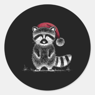 Kerstwasbeer Santa Hat Trash Panda Raccoon Lo Ronde Sticker