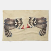 Kerstwasbeer Santa Hat Waterverf Fun Animal Theedoek (Horizontaal)