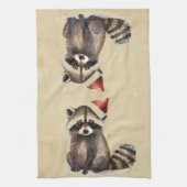 Kerstwasbeer Santa Hat Waterverf Fun Animal Theedoek (Verticaal)