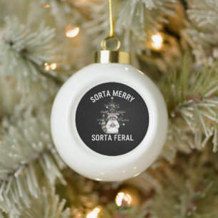 Kerstwasbeer Soms Blij Soms Wild Kerstfeest Keramische Bal Ornament
