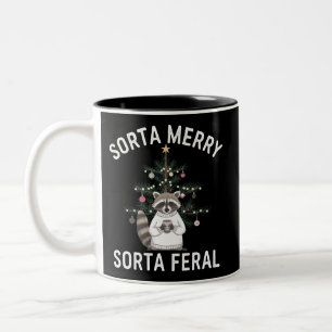 Kerstwasbeer Soms Blij Soms Wild Kerstfeest Tweekleurige Koffiemok