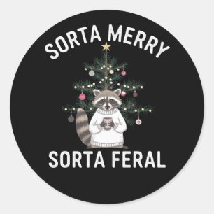 Kerstwasbeer Soms Blij Soms Wild Kerstmis Ronde Sticker