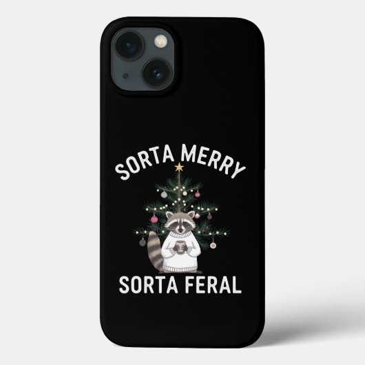 Kerstwasbeer Sorta Merry Sorta Feral Xmas Case-Mate iPhone Case (Achterkant)