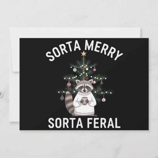 Kerstwasbeer Sorta Merry Sorta Feral Xmas Feestdagenkaart (Voorkant)