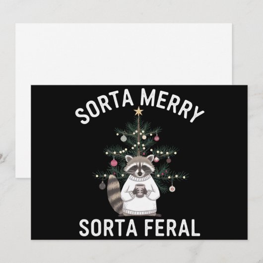 Kerstwasbeer Sorta Merry Sorta Feral Xmas Feestdagenkaart (Voorkant / Achterkant)