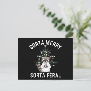 Kerstwasbeer Sorta Merry Sorta Feral Xmas Feestdagenkaart