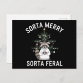 Kerstwasbeer Sorta Merry Sorta Feral Xmas Feestdagenkaart (Voorkant / Achterkant)