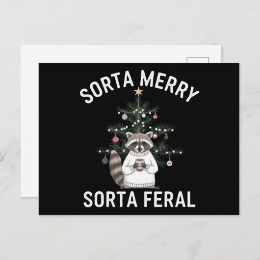 Kerstwasbeer Sorta Merry Sorta Feral Xmas Feestdagenkaart (Voorkant / Achterkant)