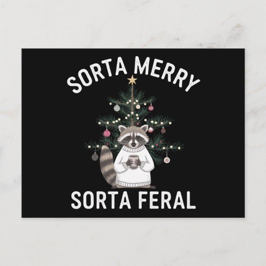 Kerstwasbeer Sorta Merry Sorta Feral Xmas Feestdagenkaart (Voorkant)