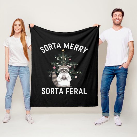 Kerstwasbeer Sorta Merry Sorta Feral Xmas Fleece Deken (In situ)