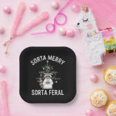 Kerstwasbeer Sorta Merry Sorta Feral Xmas Papieren Bordje (Feest)