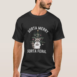 Kerstwasbeer Sorta Merry Sorta Feral Xmas T-shirt