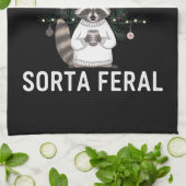 Kerstwasbeer Sorta Merry Sorta Feral Xmas Theedoek (Gevouwen)