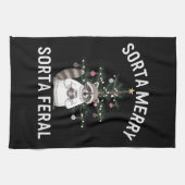 Kerstwasbeer Sorta Merry Sorta Feral Xmas Theedoek (Horizontaal)