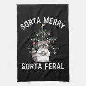 Kerstwasbeer Sorta Merry Sorta Feral Xmas Theedoek (Verticaal)