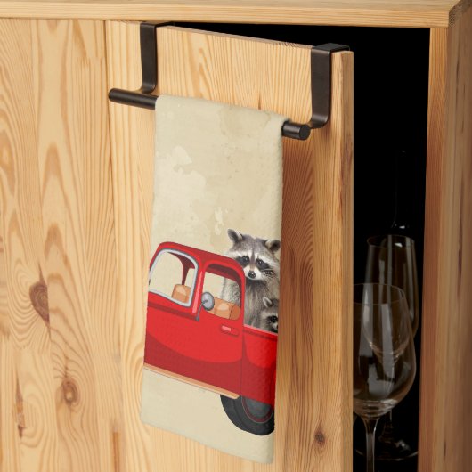 Kerstwasberen in een rode vrachtwagen theedoek (Derde Gevouwen)