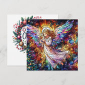 Kerstwaterkleuren glas-in-lood wenskaart feestdagenkaart (Voorkant / Achterkant)