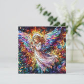 Kerstwaterkleuren glas-in-lood wenskaart feestdagenkaart (Staand voorkant)