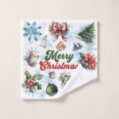 kerstWaterverf Bad Handdoek (Wasdoekje)