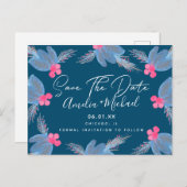 kerstWaterverf Berry Blue Save the Date Briefkaart (Voorkant / Achterkant)
