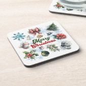 kerstWaterverf Bier Onderzetter (Linkerzijde)