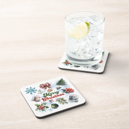 kerstWaterverf Bier Onderzetter (Rechterzijde)