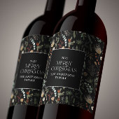 kerstwaterverf botanische floranje donkere humeur wijn etiket