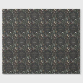 kerstwaterverf botanische floranje donkerroos cadeaupapier (Vlak)