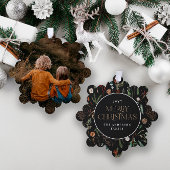 kerstwaterverf botanische floranje donkerroos ornament kaart