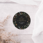 kerstwaterverf botanische floranje donkerroos ronde sticker