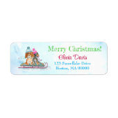 KerstWaterverf Cavalier King Charles Sled Etiket (Voorkant)