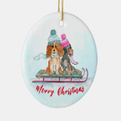 KerstWaterverf Cavalier King Charles Sled Keramisch Ornament (Rechts)