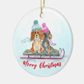 KerstWaterverf Cavalier King Charles Sled Keramisch Ornament (Links)