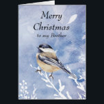 KerstWaterverf Chickadee Bird Winter Brother<br><div class="desc">Ik wens je geluk en zegen Brother dit kerstvakantieseizoen met een schattige Waterverf Chickadee Bird in de wintersneeuw. voor hen die van natuur en wilde dieren houden.</div>