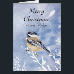 KerstWaterverf Chickadee Bird Winter Brother<br><div class="desc">Ik wens je geluk en zegen Brother dit kerstvakantieseizoen met een schattige Waterverf Chickadee Bird in de wintersneeuw. voor hen die van natuur en wilde dieren houden.</div>