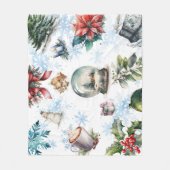 kerstWaterverf Fleece Deken (Voorkant)